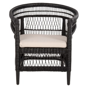 71047 ΠΟΛΥΘΡΟΝΑ MALAWI HM9635.03 ΞΥΛΟ ΜΑΟΝΙ ΜΕ RATTAN ΜΑΥΡΟ-ΛΕΥΚΟ ΜΑΞΙΛΑΡΙ 80x70x86Υεκ.