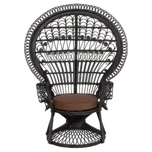 71052 ΠΟΛΥΘΡΟΝΑ ROYAL PEACOCK HM9342.03 RATTAN ΜΑΥΡΟ-ΜΑΞΙΛΑΡΙ ΚΑΦΕ 114x72x150Yεκ.