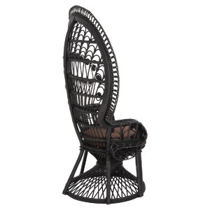 71052 ΠΟΛΥΘΡΟΝΑ ROYAL PEACOCK HM9342.03 RATTAN ΜΑΥΡΟ-ΜΑΞΙΛΑΡΙ ΚΑΦΕ 114x72x150Yεκ.