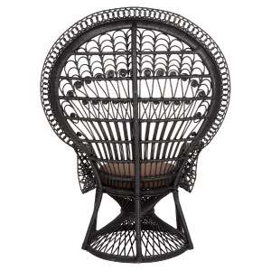 71052 ΠΟΛΥΘΡΟΝΑ ROYAL PEACOCK HM9342.03 RATTAN ΜΑΥΡΟ-ΜΑΞΙΛΑΡΙ ΚΑΦΕ 114x72x150Yεκ.