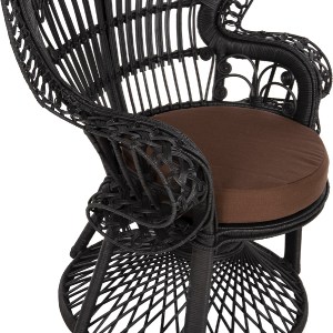 71052 ΠΟΛΥΘΡΟΝΑ ROYAL PEACOCK HM9342.03 RATTAN ΜΑΥΡΟ-ΜΑΞΙΛΑΡΙ ΚΑΦΕ 114x72x150Yεκ.