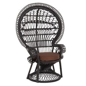 71052 ΠΟΛΥΘΡΟΝΑ ROYAL PEACOCK HM9342.03 RATTAN ΜΑΥΡΟ-ΜΑΞΙΛΑΡΙ ΚΑΦΕ 114x72x150Yεκ.