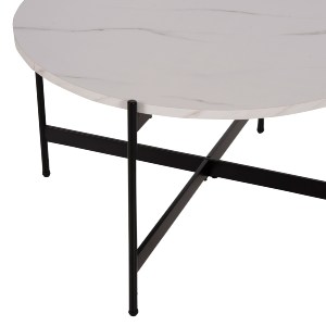 71078 ΒΟΗΘΗΤΙΚΟ ΤΡΑΠΕΖΙ HM9589.01 MDF ΜΑΥΡΟ ΜΑΡΜΑΡΟ-ΜΑΥΡΗ ΜΕΤΑΛΛΙΚΗ ΒΑΣΗ Φ50x55Υεκ.