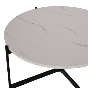 71078 ΒΟΗΘΗΤΙΚΟ ΤΡΑΠΕΖΙ HM9589.01 MDF ΜΑΥΡΟ ΜΑΡΜΑΡΟ-ΜΑΥΡΗ ΜΕΤΑΛΛΙΚΗ ΒΑΣΗ Φ50x55Υεκ.