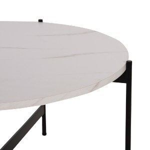 71078 ΒΟΗΘΗΤΙΚΟ ΤΡΑΠΕΖΙ HM9589.01 MDF ΜΑΥΡΟ ΜΑΡΜΑΡΟ-ΜΑΥΡΗ ΜΕΤΑΛΛΙΚΗ ΒΑΣΗ Φ50x55Υεκ.