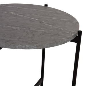71079 ΒΟΗΘΗΤΙΚΟ ΤΡΑΠΕΖΙ HM9589.02 MDF ΓΚΡΙ ΜΑΡΜΑΡΟ-ΜΑΥΡΗ ΜΕΤΑΛΛΙΚΗ ΒΑΣΗ Φ50x55Υεκ.