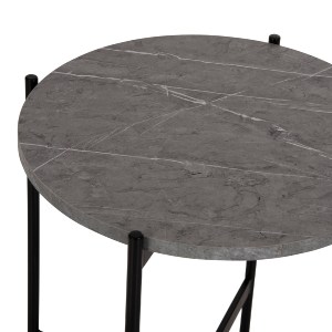 71079 ΒΟΗΘΗΤΙΚΟ ΤΡΑΠΕΖΙ HM9589.02 MDF ΓΚΡΙ ΜΑΡΜΑΡΟ-ΜΑΥΡΗ ΜΕΤΑΛΛΙΚΗ ΒΑΣΗ Φ50x55Υεκ.