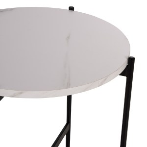 71085 ΒΟΗΘΗΤΙΚΟ ΤΡΑΠΕΖΙ HM9589.05 MDF ΛΕΥΚΟ ΜΑΡΜΑΡΟ-ΜΑΥΡΗ ΜΕΤΑΛΛΙΚΗ ΒΑΣΗ Φ50x55Υεκ.