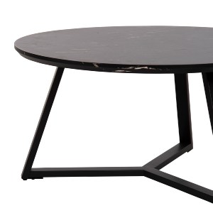 71088 ΤΡΑΠΕΖΙ ΣΑΛΟΝΙΟΥ ΣΤΡΟΓΓΥΛΟ HM9586.01 MDF ΜΑΥΡΟ ΜΑΡΜΑΡΟ-ΜΑΥΡΗ ΣΑΓΡΕ ΒΑΣΗ Φ80x42Υεκ.