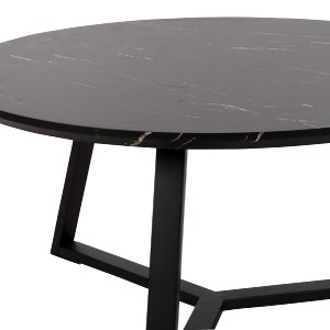 71088 ΤΡΑΠΕΖΙ ΣΑΛΟΝΙΟΥ ΣΤΡΟΓΓΥΛΟ HM9586.01 MDF ΜΑΥΡΟ ΜΑΡΜΑΡΟ-ΜΑΥΡΗ ΣΑΓΡΕ ΒΑΣΗ Φ80x42Υεκ.