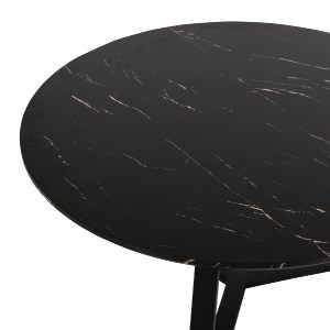 71088 ΤΡΑΠΕΖΙ ΣΑΛΟΝΙΟΥ ΣΤΡΟΓΓΥΛΟ HM9586.01 MDF ΜΑΥΡΟ ΜΑΡΜΑΡΟ-ΜΑΥΡΗ ΣΑΓΡΕ ΒΑΣΗ Φ80x42Υεκ.