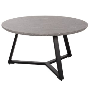 71089 ΤΡΑΠΕΖΙ ΣΑΛΟΝΙΟΥ ΣΤΡΟΓΓΥΛΟ HM9586.02 MDF ΓΚΡΙ ΜΑΡΜΑΡΟ-ΜΑΥΡΗ ΣΑΓΡΕ ΒΑΣΗ Φ80x42Υεκ.