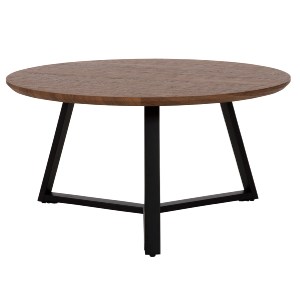 71090 ΤΡΑΠΕΖΙ ΣΑΛΟΝΙΟΥ ΣΤΡΟΓΓΥΛΟ HM9586.04 MDF WALNUT-ΜΑΥΡΗ ΣΑΓΡΕ ΒΑΣΗ Φ80x42Υεκ.