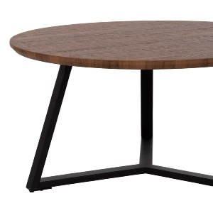 71090 ΤΡΑΠΕΖΙ ΣΑΛΟΝΙΟΥ ΣΤΡΟΓΓΥΛΟ HM9586.04 MDF WALNUT-ΜΑΥΡΗ ΣΑΓΡΕ ΒΑΣΗ Φ80x42Υεκ.