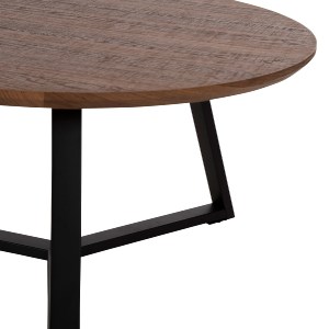 71090 ΤΡΑΠΕΖΙ ΣΑΛΟΝΙΟΥ ΣΤΡΟΓΓΥΛΟ HM9586.04 MDF WALNUT-ΜΑΥΡΗ ΣΑΓΡΕ ΒΑΣΗ Φ80x42Υεκ.