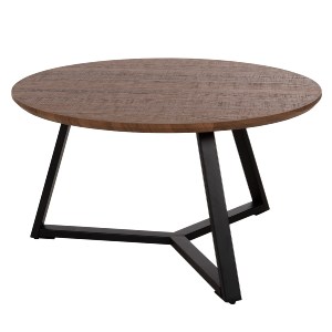 71090 ΤΡΑΠΕΖΙ ΣΑΛΟΝΙΟΥ ΣΤΡΟΓΓΥΛΟ HM9586.04 MDF WALNUT-ΜΑΥΡΗ ΣΑΓΡΕ ΒΑΣΗ Φ80x42Υεκ.