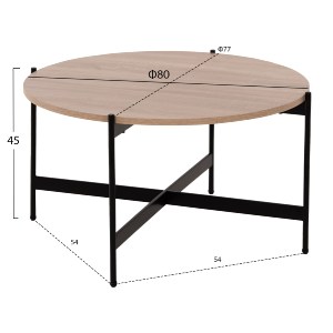 71111 ΤΡΑΠΕΖΙ ΣΑΛΟΝΙΟΥ HM9588.03 MDF ΣΟΝΑΜΑ-ΜΑΥΡΗ ΜΕΤΑΛΛΙΚΗ ΒΑΣΗ Φ80x45Υεκ.