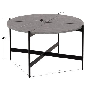71115 ΤΡΑΠΕΖΙ ΣΑΛΟΝΙΟΥ HM9588.02 MDF ΓΚΡΙ ΜΑΡΜΑΡΟ-ΜΑΥΡΗ ΜΕΤΑΛΛΙΚΗ ΒΑΣΗ Φ80x45Υεκ.