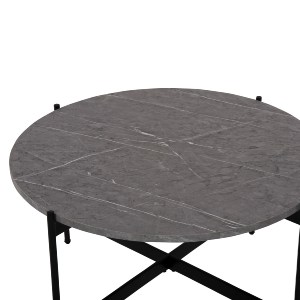 71115 ΤΡΑΠΕΖΙ ΣΑΛΟΝΙΟΥ HM9588.02 MDF ΓΚΡΙ ΜΑΡΜΑΡΟ-ΜΑΥΡΗ ΜΕΤΑΛΛΙΚΗ ΒΑΣΗ Φ80x45Υεκ.