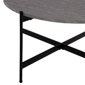 71115 ΤΡΑΠΕΖΙ ΣΑΛΟΝΙΟΥ HM9588.02 MDF ΓΚΡΙ ΜΑΡΜΑΡΟ-ΜΑΥΡΗ ΜΕΤΑΛΛΙΚΗ ΒΑΣΗ Φ80x45Υεκ.