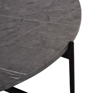 71115 ΤΡΑΠΕΖΙ ΣΑΛΟΝΙΟΥ HM9588.02 MDF ΓΚΡΙ ΜΑΡΜΑΡΟ-ΜΑΥΡΗ ΜΕΤΑΛΛΙΚΗ ΒΑΣΗ Φ80x45Υεκ.