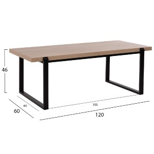 71117 ΤΡΑΠΕΖΙ ΣΑΛΟΝΙΟΥ HM9585.03 MDF SONOMA-ΜΑΥΡΗ ΜΕΤΑΛΛΙΚΗ ΒΑΣΗ 120x60X46Yεκ.