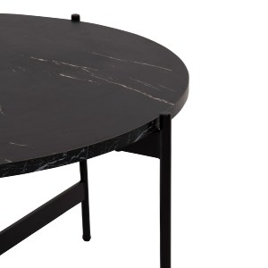 71118 ΤΡΑΠΕΖΙ ΣΑΛΟΝΙΟΥ HM9588.01 MDF ΜΑΥΡΟ ΜΑΡΜΑΡΟ-ΜΑΥΡΗ ΜΕΤΑΛΛΙΚΗ ΒΑΣΗ Φ80x45Υεκ.
