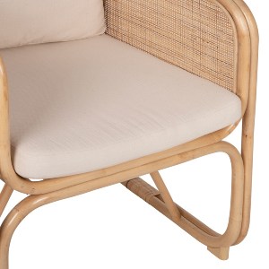 71128 ΠΟΛΥΘΡΟΝΑ WENDY HM9816 RATTAN ΣΕ ΦΥΣΙΚΟ ΧΡΩΜΑ-ΛΕΥΚΑ ΜΑΞΙΛΑΡΙΑ 73x72x84Yεκ.