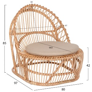71129 ΠΟΛΥΘΡΟΝΑ ENTROPY HM9840.01 RATTAN ΦΥΣΙΚΟ ΜΕ ΕΚΡΟΥ ΜΑΞΙΛΑΡΙ 80x97x85Υεκ.