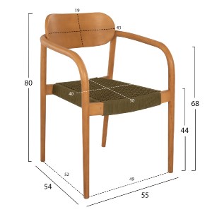 71146 ΠΟΛΥΘΡΟΝΑ OSLO HM9636.05 ΞΥΛΟ TEAK ΦΥΣΙΚΟ & ΠΡΑΣΙΝΟ ΣΧΟΙΝΙ 55x54x80Yεκ.