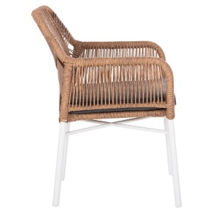 71178 ΠΟΛΥΘΡΟΝΑ TOPIN HM6048.01 ΑΛΟΥΜΙΝΙΟ ΛΕΥΚΟ-P.E. RATTAN ΑΝΟΙΧΤΟ ΚΑΦΕ-ΜΑΞΙΛΑΡΙ ΓΚΡΙ 58x60x83Υ εκ
