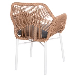 71178 ΠΟΛΥΘΡΟΝΑ TOPIN HM6048.01 ΑΛΟΥΜΙΝΙΟ ΛΕΥΚΟ-P.E. RATTAN ΑΝΟΙΧΤΟ ΚΑΦΕ-ΜΑΞΙΛΑΡΙ ΓΚΡΙ 58x60x83Υ εκ