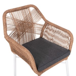 71178 ΠΟΛΥΘΡΟΝΑ TOPIN HM6048.01 ΑΛΟΥΜΙΝΙΟ ΛΕΥΚΟ-P.E. RATTAN ΑΝΟΙΧΤΟ ΚΑΦΕ-ΜΑΞΙΛΑΡΙ ΓΚΡΙ 58x60x83Υ εκ