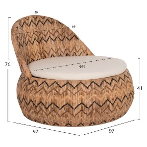 71211 ΠΟΛΥΘΡΟΝΑ ΣΤΡΟΓΓΥΛΗ LADLON HM5992 RATTAN ΦΥΣΙΚΟ-ΕΚΡΟΥ ΜΑΞΙΛΑΡΙ 97x97x76Υεκ.