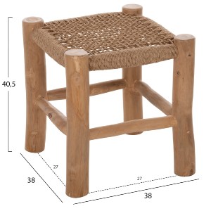 71258 ΣΚΑΜΠΟ LONDER HM5987 ΞΥΛΟ ΤΕΑΚ ΚΑΙ ΣΥΝΘΕΤΙΚΟ RATTAN ΣΕ ΦΥΣΙΚΟ 38x38x40,5Υεκ.