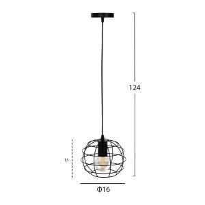 71358 ΦΩΤΙΣΤΙΚΟ ΟΡΟΦΗΣ ΚΡΕΜΑΣΤΟ HM4037 ΣΦΑΙΡΙΚΟ ΜΑΥΡΟ ΜΕΤΑΛΛΙΚΟ Φ16x124Υεκ.