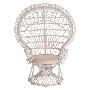 71389 ΠΟΛΥΘΡΟΝΑ ROYAL PEACOCK HM9342.02 RATTAN ΣΕ ΛΕΥΚΟ-ΜΑΞΙΛΑΡΙ ΛΕΥΚΟ 114x72x150Yεκ.