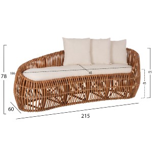 71400 ΚΑΝΑΠΕΣ-ΑΝΑΚΛΙΝΤΡΟ LANTRY HM5991 ΦΥΣΙΚΟ RATTAN- ΛΕΥΚΑ ΜΑΞΙΛΑΡΙΑ 215x60x78Yεκ.