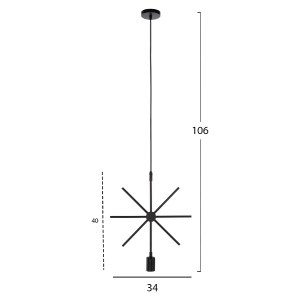 71593 ΦΩΤΙΣΤΙΚΟ ΟΡΟΦΗΣ ΚΡΕΜΑΣΤΟ HM4098 ΜΑΥΡΟ ΜΕΤΑΛΛΟ ΑΣΤΕΡΙ 34x40x106Υεκ.
