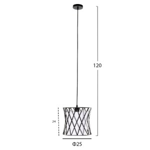 71601 ΦΩΤΙΣΤΙΚΟ ΟΡΟΦΗΣ ΚΡΕΜΑΣΤΟ HM4106 ΜΑΥΡΟ ΜΕΤΑΛΛΟ-ΛΕΥΚΟ ΣΥΝΘΕΤΙΚΟ ΥΦΑΣΜΑ Φ25x120Υεκ.