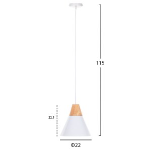 71612 ΦΩΤΙΣΤΙΚΟ ΟΡΟΦΗΣ ΚΡΕΜΑΣΤΟ HM4149 ΛΕΥΚΟ ΜΕΤΑΛΛΙΚΟ ΚΑΠΕΛΟ-ΞΥΛΟ Φ22x115Υ εκ.