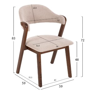71628 ΚΑΡΕΚΛΑ RIDER HM9734.02 RUBBERWOOD ΣΕ ΚΑΡΥΔΙ-ΥΦΑΣΜΑ ΕΚΡΟΥ 59x59x83Yεκ.