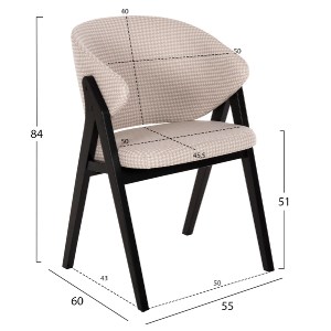 71680 ΚΑΡΕΚΛΑ HANA HM9746.01 RUBBERWOOD ΣΕ ΜΑΥΡΟ ΧΡΩΜΑ-ΜΠΕΖ ΥΦΑΣΜΑ 55x60x84Yεκ.