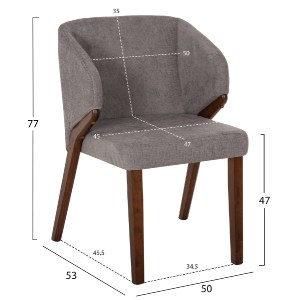 71681 ΚΑΡΕΚΛΑ RADDER HM9749 RUBBERWOOD ΣΕ ΚΑΡΥΔΙ-ΓΚΡΙ ΥΦΑΣΜΑ 50x53x77Υεκ.