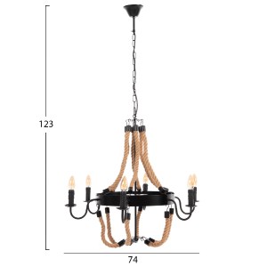 71705 ΦΩΤΙΣΤΙΚΟ ΟΡΟΦΗΣ ΚΡΕΜΑΣΤΟ HM4177 6-ΦΩΤΟ ΣΧΟΙΝΙ ΚΑΙ ΜΑΥΡΟ ΜΕΤΑΛΛΟ 74x74x123Υεκ.