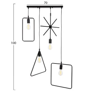 71759 ΦΩΤΙΣΤΙΚΟ ΟΡΟΦΗΣ 4-ΦΩΤΟ HM4099 ΜΑΥΡΑ ΜΕΤΑΛΛΙΚΑ ΣΧΗΜΑΤΑ 70x38x106Υ εκ.