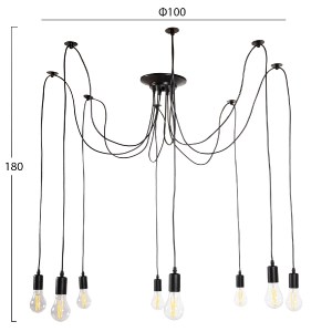 71850 ΦΩΤΙΣΤΙΚΟ ΟΡΟΦΗΣ ΚΡΕΜΑΣΤΟ 8-ΦΩΤΟ HM4176 ΜΑΥΡΟ ΜΕΤΑΛΛΙΚΟ-ΜΑΥΡΑ ΚΑΛΩΔΙΑ Φ100x180Υ