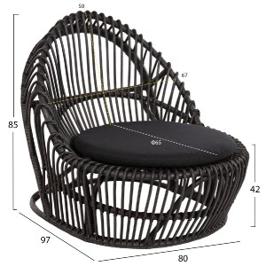71853 ΠΟΛΥΘΡΟΝΑ ENTROPY HM9840.03 ΦΥΣΙΚΟ RATTAN ΜΕ ΜΑΞΙΛΑΡΙ-ΜΑΥΡΟ 80x97x85Υεκ.