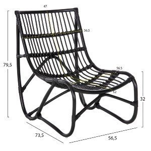 72206 ΠΟΛΥΘΡΟΝΑ GRINN HM9815.02 ΡΑΒΔΟΙ RATTAN ΣΕ ΜΑΥΡΟ 56,5x73,5x79,5Υ εκ.