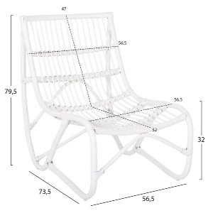 72207 ΠΟΛΥΘΡΟΝΑ GRINN HM9815.03 ΡΑΒΔΟΙ RATTAN ΣΕ ΛΕΥΚΟ 56,5x73,5x79,5Υ εκ.